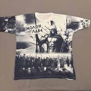 300 Spartans T Shirt White XL All‎ Over Print Y2K Grunge Short Sleeves Promo